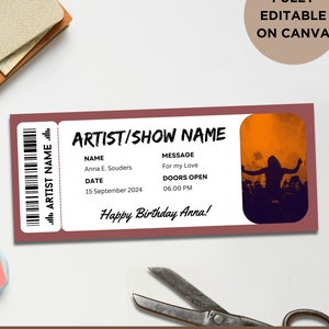Concert Ticket Template, Concert Tour Ticket, Live Concert Tickets, Fake Ticket, Editable Printable Ticket, Event Ticket