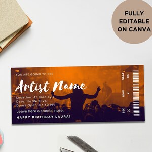 Concert Ticket, Concert Tour Ticket, Live Concert Tickets, Event Ticket, Concert Ticket Template, Experience Gift