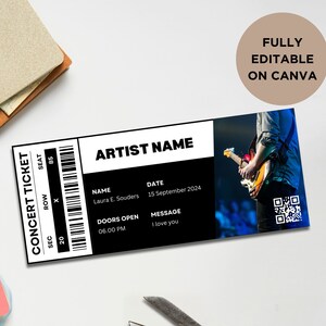 Concert Ticket Template, Event Ticket, Concert Tour Ticket, Live Concert Tickets, Fake Ticket, Surprise Gift, Custom Voucher