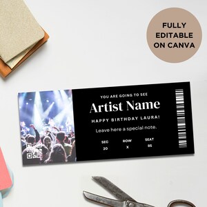 Custom Concert Ticket, Concert Tour Ticket, Live Concert Tickets, Event Ticket, Concert Ticket Template, Experience Gift