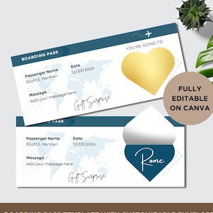 Flight Boarding Pass, Airplane Ticket, Airline Ticket, Boarding Pass Template, Plane Ticket Template, Surprise Trip