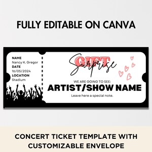 Concert Ticket Template, Event Ticket, Concert Tour Ticket, Live Concert Tickets, Fake Ticket, Editable Printable Ticket