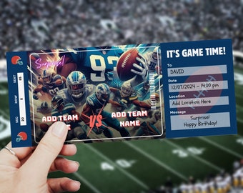 Nfl Ticket Template, Football Game Ticket, American Football Ticket Surprise, Sports Ticket Invite, Printable Gift Voucher