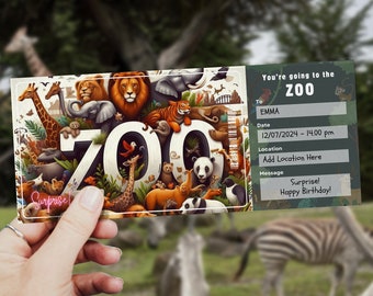 Zoo Ticket Template Printable Event Ticket Safari Park Gift Voucher