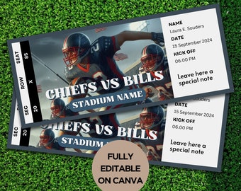 Nfl Ticket Template, Event Ticket, Football Game Ticket, Sports Event Ticket, Coupon Template, Gift Voucher Template