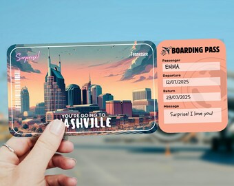 Nashville Boarding Pass, Trip Surprise, Plane Ticket Template, Boarding Pass, Flight Boarding Pass, Tennessee Airline Ticket