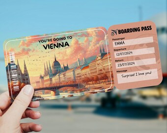 Vienna Boarding Pass, Trip Surprise, Plane Ticket Template, Boarding Pass, Flight Boarding Pass, Austria Airline Ticket