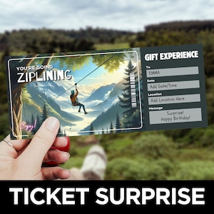 Ziplining Ticket Vorlage, Zip Line Gutschein, druckbare Zipline Spiel Coupon, Sport Ticket Überraschung, Geschenk Erfahrung