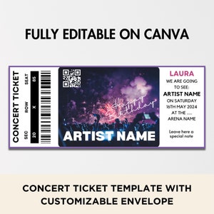 Concert Ticket Template, Event Ticket, Concert Tour Ticket, Live Concert Tickets, Fake Ticket, Editable Printable Ticket