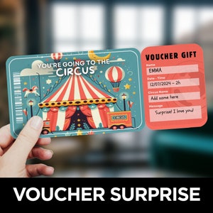 Circus Tickets, Circus Party, Ticket Event Surprise, Gift Voucher, Printable Ticket, Surprise Birthday, Event Tickets