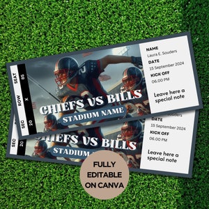 NFL Ticket Vorlage, Event Ticket, Football Spiel Ticket, Sport Event Ticket, Coupon Template, Geschenkgutschein Template