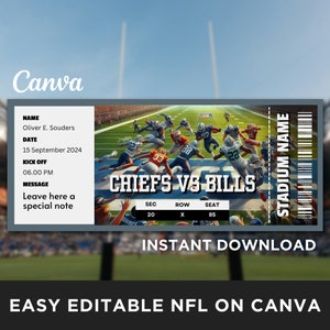 NFL Ticket Vorlage, Event Ticket, Football Spiel Ticket, Sport Event Ticket, Coupon Template, Geschenkgutschein Template