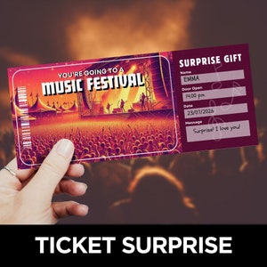Musik-Festival Ticket Vorlage, druckbare Konzertkarte, Überraschungsveranstaltungskarte, Festivalkarte, Live-Show-Musikkarte