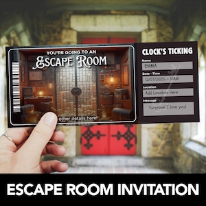 Escape Room Game Ticket Vorlage, Escape Room Geburtstagsparty einladen, Event Ticket, Geschenk Erfahrung, Gutschein Überraschung