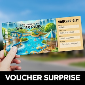 WaterPark Ticket Vorlage, Freizeitpark Tickets, Eintrittskarte, Überraschungsgeschenk, Geschenkgutschein, Event Ticket, Waterpark