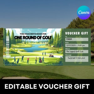 Modèle de bon de golf, bon de golf, voyage de golf, carte-cadeau de golf, billet de sport, cadeau surprise, bon cadeau, billet pour un événement