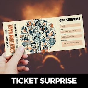 Comedy Show Ticket Vorlage, Stand Up Comedy, Veranstaltungskarte, Theaterkarte, Live Comedy Geschenkgutschein, druckbare Show-Coupon