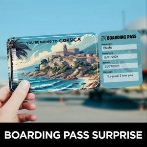 Carte d'embarquement pour la Corse, Voyage surprise, Modèle de billet d'avion, Carte d'embarquement, Carte d'embarquement pour un vol, Billet d'avion
