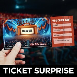 Movie Ticket Template, Printable Movie Coupon, Cinema Tickets, Movie Night Invitation, Movie Themed Party, Date Night Ideas