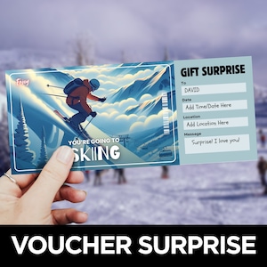 Skiticket-Vorlage, Geschenkgutschein, Skipass-Vorlage zum Ausdrucken, Wintersportticket-Überraschung, Geschenkerlebnis