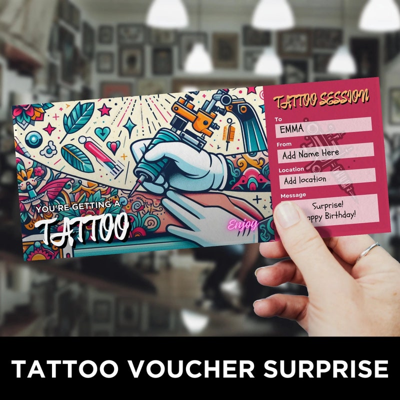 Tattoo Voucher Template Etsy