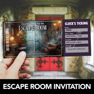Escape Room Game Ticket Vorlage, Escape Room Geburtstagsparty einladen, Event Ticket, Geschenk Erfahrung, Gutschein Überraschung