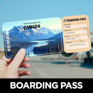Canada Boarding Pass, Trip Surprise, Plane Ticket Template, Airplane Voucher, Flight Boarding Pass, Canada Airline Ticket