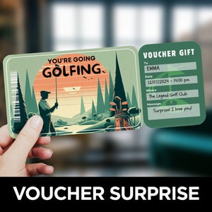Golf Ticket Template, Golf Voucher, Golf Trip, Golf Gift Card, Printable Voucher, Surprise Gift, Gift Voucher, Sport Ticket