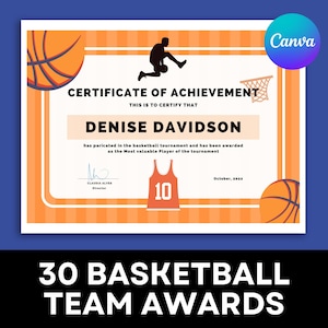 Editable Basketball Awards, Basketball Certificate, Award certificates, Sports Certificate, Basketball Award, End Of Season