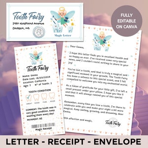 Tooth Fairy Certificate, Printable Tooth Fairy Letter, Tooth Fairy Letter Template, First Lost Tooth, Printable Receipt