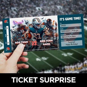 NFL Ticket Vorlage, Football Spiel Ticket, American Football Ticket Überraschung, Sport Ticket einladen, druckbare Geschenkgutschein