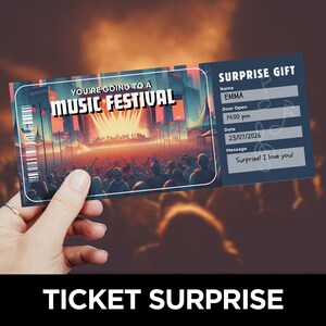 Musik-Festival Ticket Vorlage, druckbare Konzertkarte, Überraschungsveranstaltungskarte, Festivalkarte, Live-Show-Musikkarte