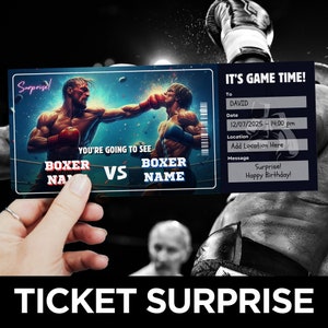 Boxen Ticket Vorlage, Boxkampf einladen, Sport Event Ticket, Boxe Coupon Überraschung, Spiel Ticket, Boxing Show Gutschein
