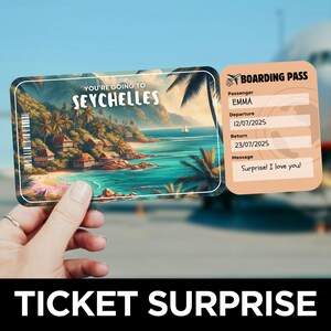 Carta d'imbarco delle Seychelles, Viaggio a sorpresa, Modello di biglietto aereo, Voucher aereo, Carta d'imbarco volo, Biglietto aereo Africa