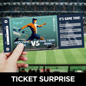 Soccer Game Ticket Template, Soccer Birthday Invitation, Football Ticket Surprise, Sports Ticket Invite, Printable Gift