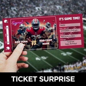 NFL Ticket Vorlage, Football Spiel Ticket, American Football Ticket Überraschung, Sport Ticket einladen, druckbare Geschenkgutschein