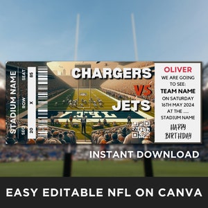 NFL Ticket Vorlage, Event Ticket, Football Spiel Ticket, Sport Event Ticket, Coupon Template, Geschenkgutschein Template