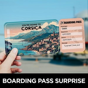 Carte d'embarquement pour la Corse, Voyage surprise, Modèle de billet d'avion, Carte d'embarquement, Carte d'embarquement pour un vol, Billet d'avion