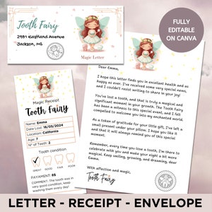 Tooth Fairy Certificate, Printable Tooth Fairy Letter, Tooth Fairy Letter Template, First Lost Tooth, Printable Receipt