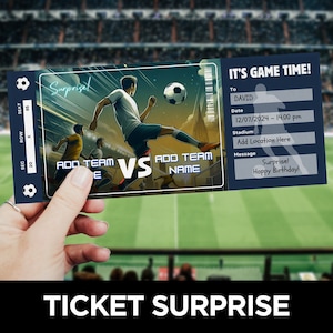 Soccer Game Ticket Template, Soccer Birthday Invitation, Football Ticket Surprise, Sports Ticket Invite, Printable Gift
