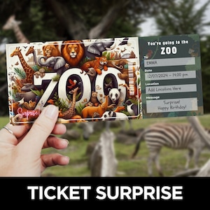Zoo Ticket Vorlage, druckbare Event-Eintrittskarte, Safaripark, Geschenkgutschein, Safari-Eintritt, Zoo-Geschenkgutschein