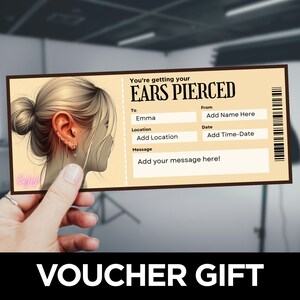 Ears Pierced Voucher Template, Editable Piercing Gift Certificate, Gift Coupon Template, First Piercing Surprise Birthday