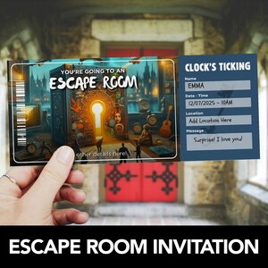 Escape Room Game Ticket Vorlage, Escape Room Geburtstagsparty einladen, Event Ticket, Geschenk Erfahrung, Gutschein Überraschung