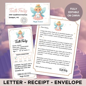 Tooth Fairy Certificate, Printable Tooth Fairy Letter, Tooth Fairy Letter Template, First Lost Tooth, Printable Receipt