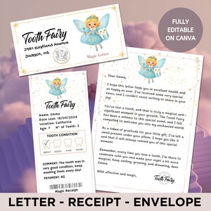 Tooth Fairy Certificate, Printable Tooth Fairy Letter, Tooth Fairy Letter Template, First Lost Tooth, Printable Receipt