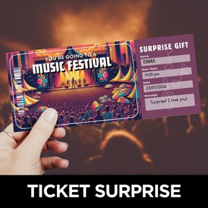 Musik-Festival Ticket Vorlage, druckbare Konzertkarte, Überraschungsveranstaltungskarte, Festivalkarte, Live-Show-Musikkarte