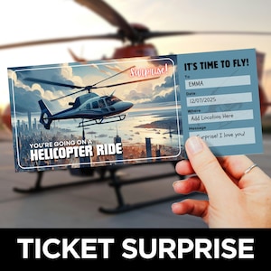 Helicopter Ride Ticket Template, Helicopter Tour Coupon, Adventure Voucher Surprise, Helicopter Flight Experience Gift