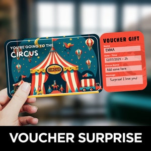 Circus Tickets, Circus Party, Ticket Event Surprise, Gift Voucher, Printable Ticket, Surprise Birthday, Event Tickets