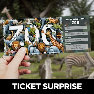 Zoo Ticket Vorlage, druckbare Event-Eintrittskarte, Safaripark, Geschenkgutschein, Safari-Eintritt, Zoo-Geschenkgutschein