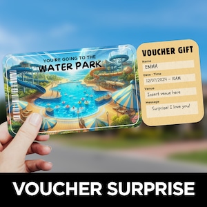 WaterPark Ticket Vorlage, Freizeitpark Tickets, Eintrittskarte, Überraschungsgeschenk, Geschenkgutschein, Event Ticket, Wasserpark